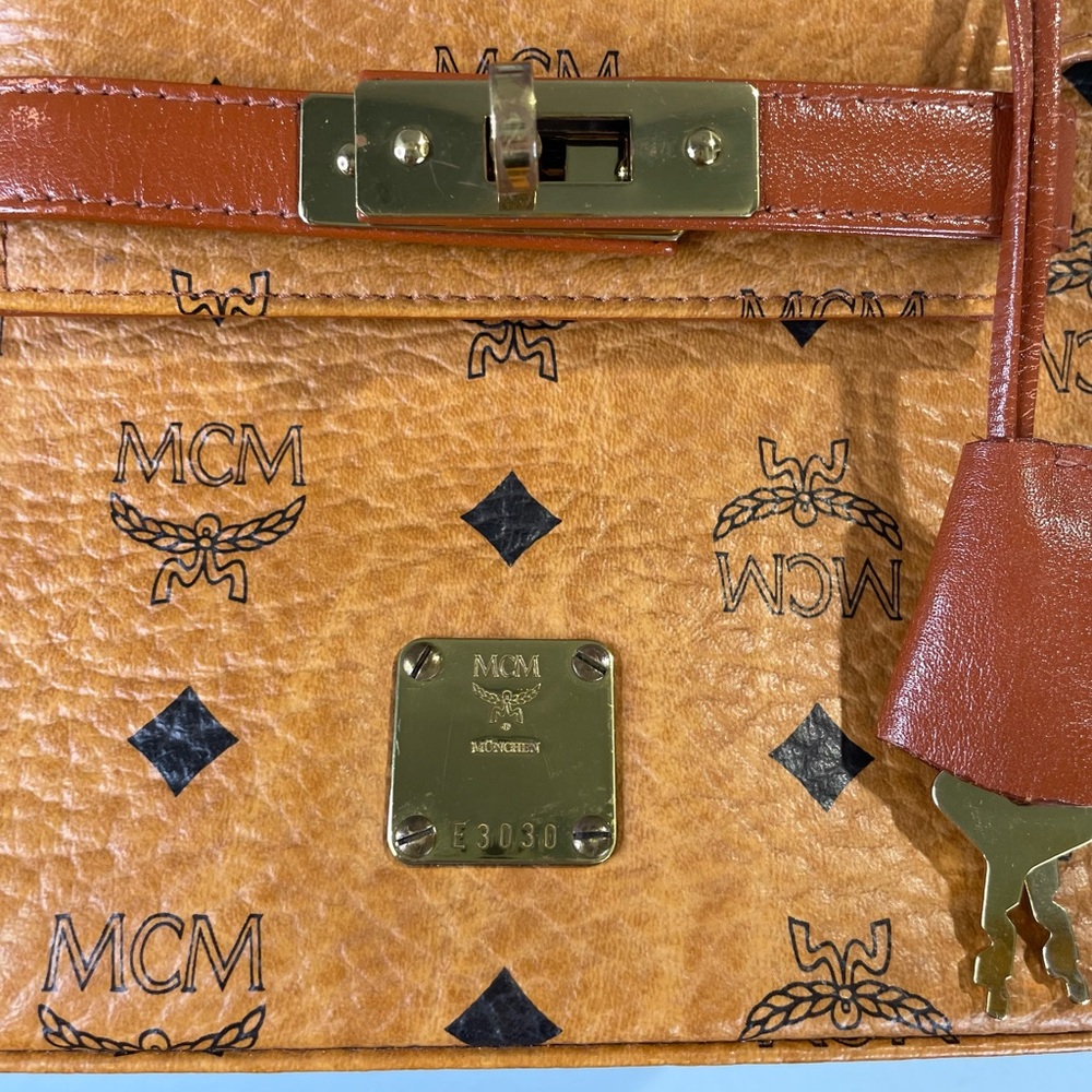 MCM mini Cognac Visetos Top Handle Bag - Picture 6 of 12